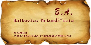 Balkovics Artemíszia névjegykártya